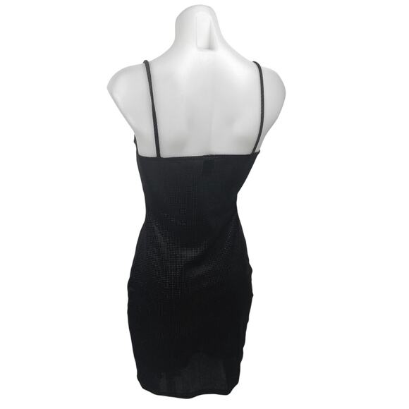 Windsor Black Velvet Velour Sleeveless Cami Square Neck Mini Bodycon Dress Sz S - Picture 2 of 4